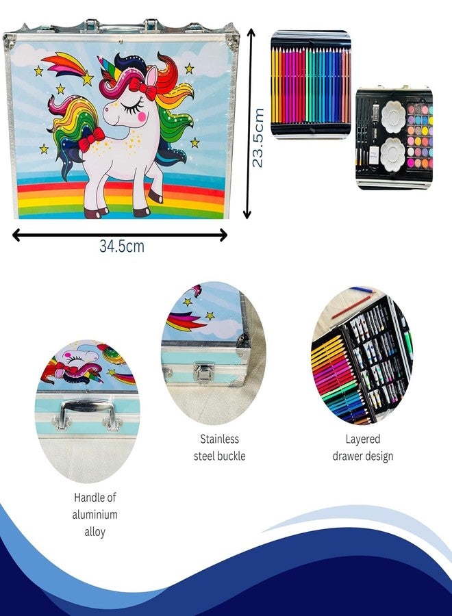 SKYWORK مجموعة أدوات فنية للأطفال من سكاي وورك، 145 قطعة، أدوات رسم من طبقتين للأطفال من عمر 8 إلى 12 سنة، حقيبة ألومنيوم محمولة، هدية رائعة للمراهقين والبالغين والمبتدئين والفنانين. - Image 4